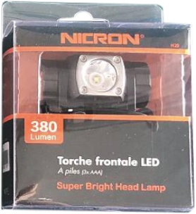 Lampe frontale LED 380 lumens à piles