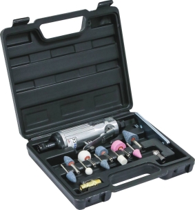 Meuleuse pneumatique droite - kit complet en mallette 16 pcs
