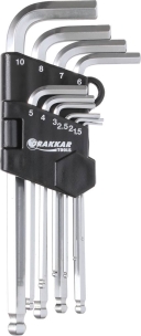 Clés mâles hexagonales longues de 1,5 à 10mm - étui pivotant de 10 pcs sur carte