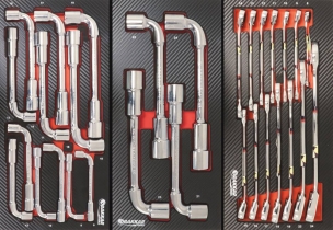 Servante d'atelier 7 tiroirs composée de 235 outils - modules finition carbone Servante d'atelier 7 tiroirs composée de 235 outils - modules finition carbone