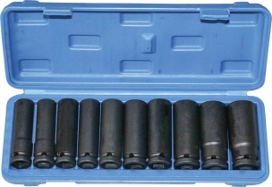 Douilles à chocs 1/2" longues de 10 à 24mm - coffret PVC de 10 pcs