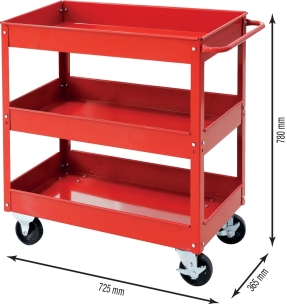 Servante d'atelier métallique 3 plateaux 725x365x780mm