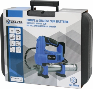 Pompe à graisse 18V 690 bar max - 1 batterie Li-ion 2Ah - 1 chargeur 1,7A - en mallette