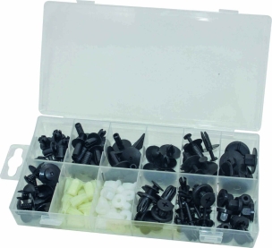 Clips de fixation en PVC - BMW Mini - présentoir de 6 coffrets de 112 pcs