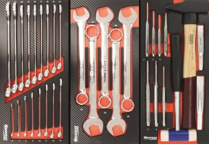 Servante d'atelier 7 tiroirs composée de 176 outils - modules carbone