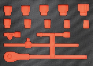 Module mousse 567x402mm carbone vide pour douilles/cliquet 3/4"