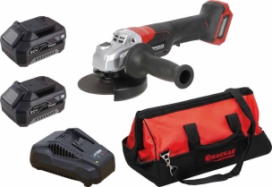 Meuleuse d'angle brushless 125mm 20V-2 batteries 4Ah Li-ion-chargeur rapide - sac de transport