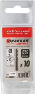 Foret à métaux HSS 5% cobalt 2mm - lot de 10 pcs