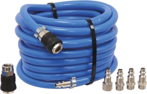 Rallonge tuyau air comprimé raccords rapides 20 bar 8x14mm 10m avec 5 raccords rapides - lot de 10