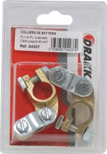 Colliers de batterie PL à barrette/double serrage 90mm²/pôle (+ et -) - blister