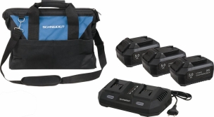 Pack 20V 3 batteries Li-ion 5Ah - 1 chargeur double 3A - sac de transport