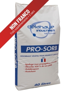 Absorbant végétal granulé ignifugé - sac de 40L 8kg