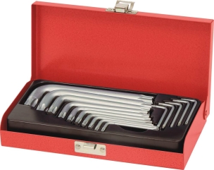 Clés mâles coudées Torx® courtes de T6 à T60 - boîte métallique de 15 pcs