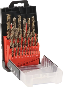 Coffret PVC de 25 forets métaux HSS 5% cobalt taillés meulés de 1 à 13mm