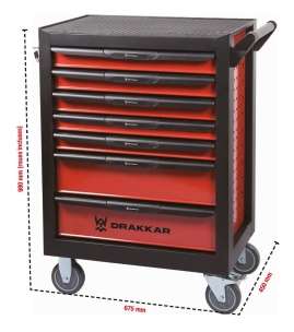 Servante d'atelier 7 tiroirs rouge/noir 675x450x980mm