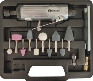 Meuleuse pneumatique droite - kit complet en mallette 16 pcs