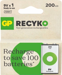 Pile rechargeable HF22/RL61 9V Ni-Mh 200mAh - lot de 10 blisters de 1 pile
