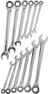 Clés mixtes droites à cliquet de 8 à 19mm 72 dents - mallette de 12 pcs