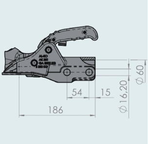 Tête d'attelage 3500kg pour remorque freinée pour timon 60mm