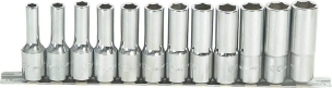 Douilles longues 1/2" de 8 à 19mm - blister avec rack métallique de 12 pcs