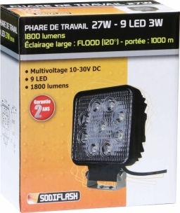 Phare de travail carré LED 10/30V 27W 1800 lumens faisceau large - lot de 20 pcs
