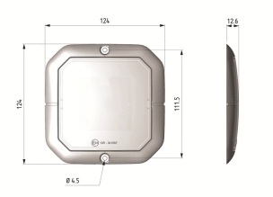 Plafonnier carré extra plat LED 10/30V 1250 lumens 124x124x12mm
