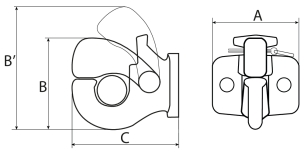 Crochet d'attelage fixe 3,5T « type jeep » 2 trous 17mm entraxe 90mm