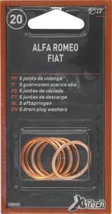 Joint de bouchon de vidange métalloplastique 22mm - blister de 5 pcs