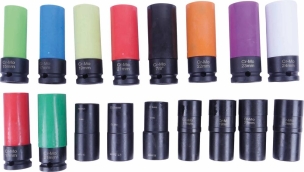 Douilles à chocs 1/2" pour écrous de roues intacts ou abîmés - coffret de 18 pcs