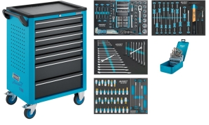 Servante d'atelier 7 tiroirs composée de 256 outils - modules mousses