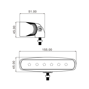 Phare de travail rectangle LED 10/30V 18W 1200 lumens faisceau large - blister