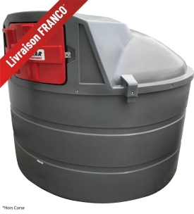 Cuve de stockage gasoil PEHD 5000L DP avec armoire intégrée pour station à gasoil 230V 60 l/min et pistolet automatique/compteur/filtre