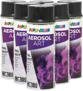 Peinture RAL 9017 brillant noir - lot de 6 aérosols de 400ml